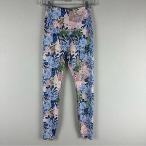 Beyond Yoga Blue Pink Botanical Olympus 7/8 Athletic Athleisure Leggings Small